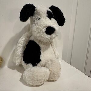 Jellycat London Bashful Puppy Black & Cream Plush Stuffed Animal Medium 12”